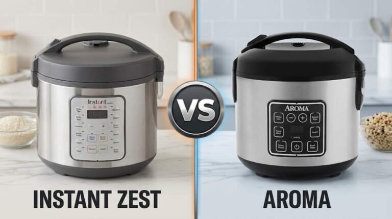 Instant Zest vs Aroma Rice Cooker side-by-side product comparison
